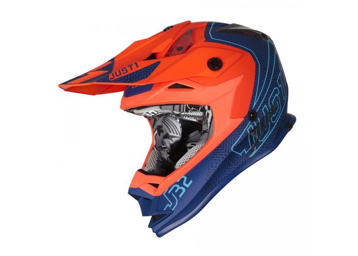 Casca motocross/atv pentru copii, Just 1 J32 Vertigo, culoare bleumarin/portocaliu, marime YL